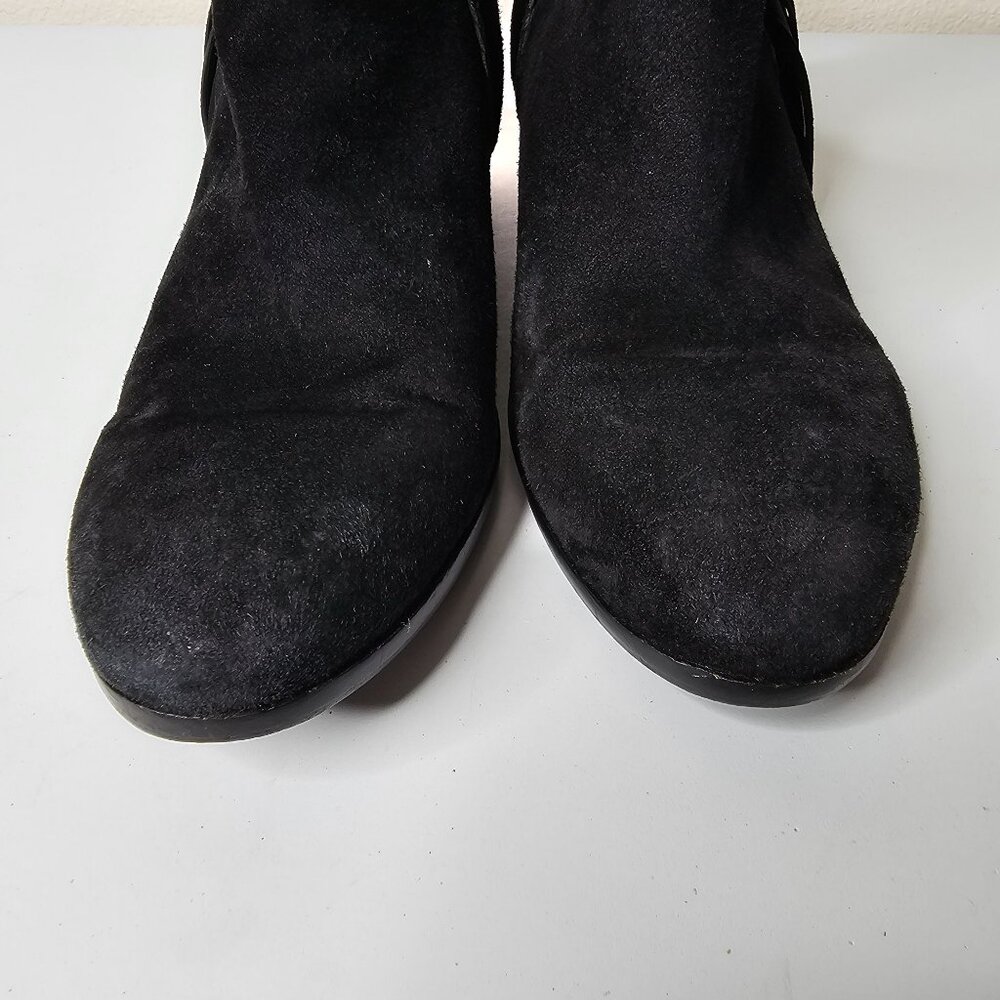 ⚡️Sam Edelman Size 7 Boots Black Suede Leather Paige Ankle Bootie Fringe Western - Picture 3 of 11